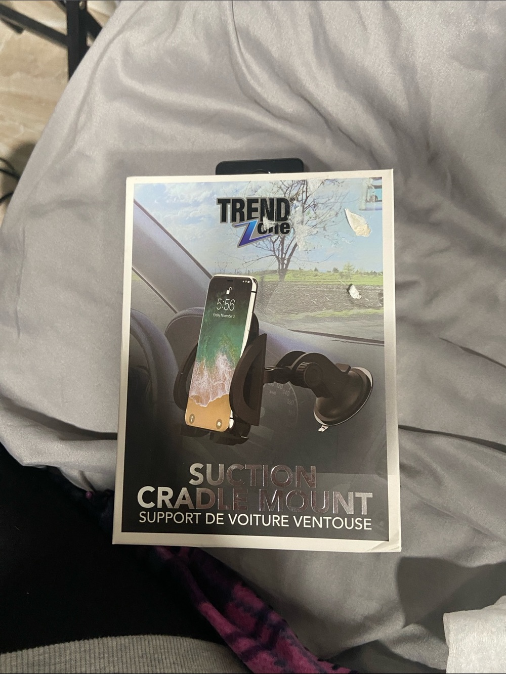 Trend Zone Suction Cradle Mount Car Phone Holder - Black